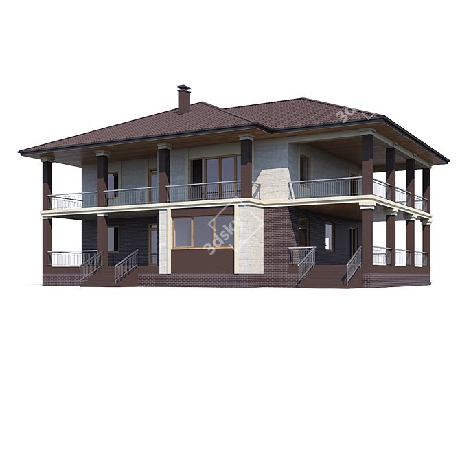 Modern Private House Design 3D model image 1