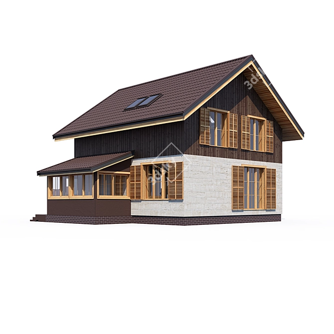 Modern ABS House V236 3D model image 1