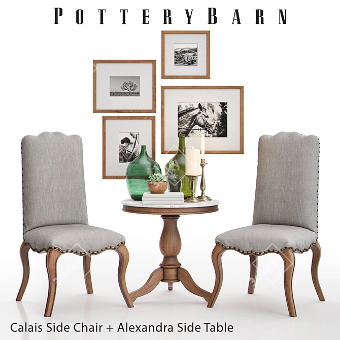 Pottery Barn Calais Chair + Alexandra Table: Stylish Set for Your Home 3D model image 1