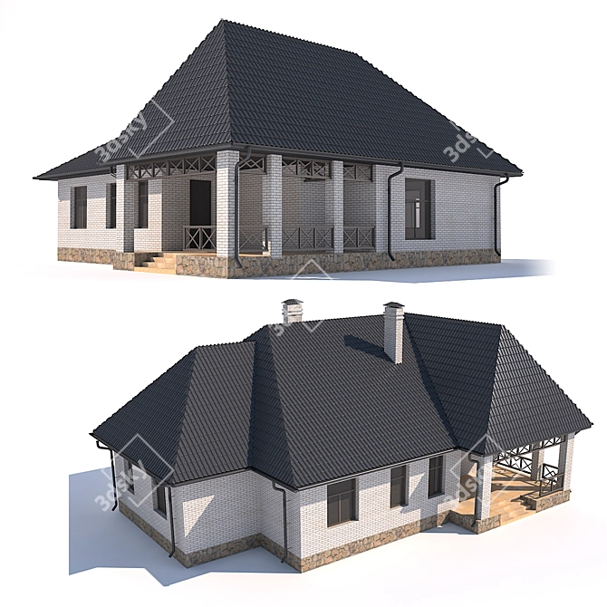 Country Charm: Single-Storey Abode 3D model image 2