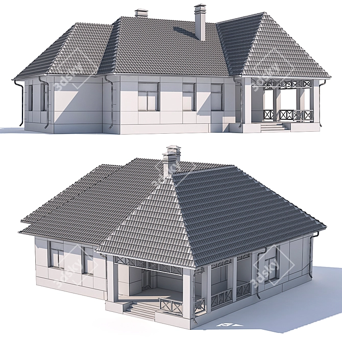 Country Charm: Single-Storey Abode 3D model image 3