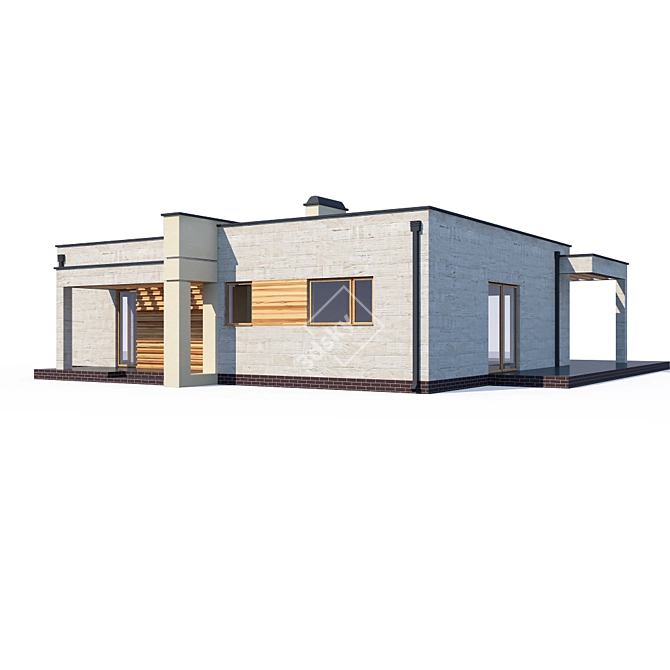 Modern Private Home Design 3D model image 1