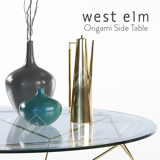 Rustic Brass Origami Table - 30 3D model image 2