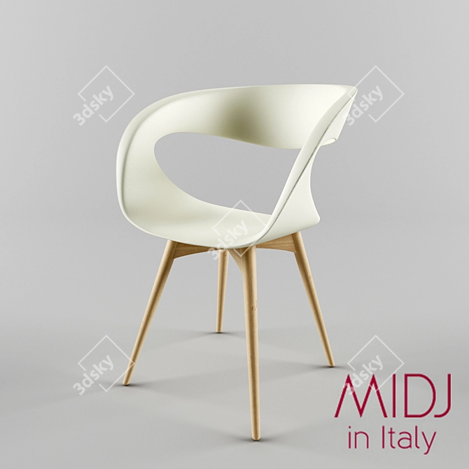 Raff L Chair: Stylish Wood Frame with Customizable Shell Options 3D model image 1