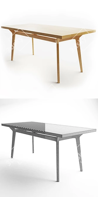 Elegant Boras Marble Table Set 3D model image 3