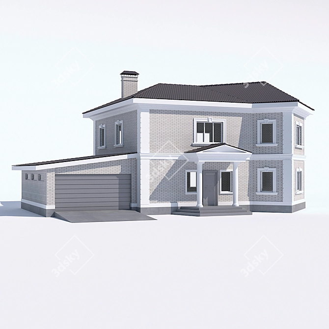 Timeless Country Retreat with Garage 3D model image 1