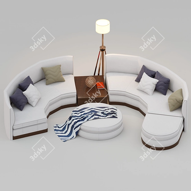 Elegant Round Sofa 3D model image 1