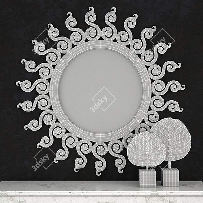 Classic Sun Mirror: Elegant and Timeless Design 3D model image 2