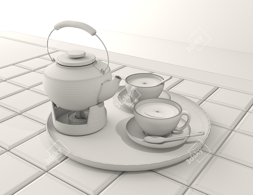 Exquisite Arabic Tea Set 3D model image 3