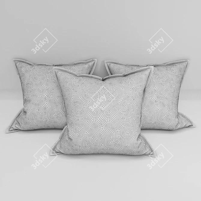 KZ Ornaments: Traditional Kazakh Pillows 3D model image 3