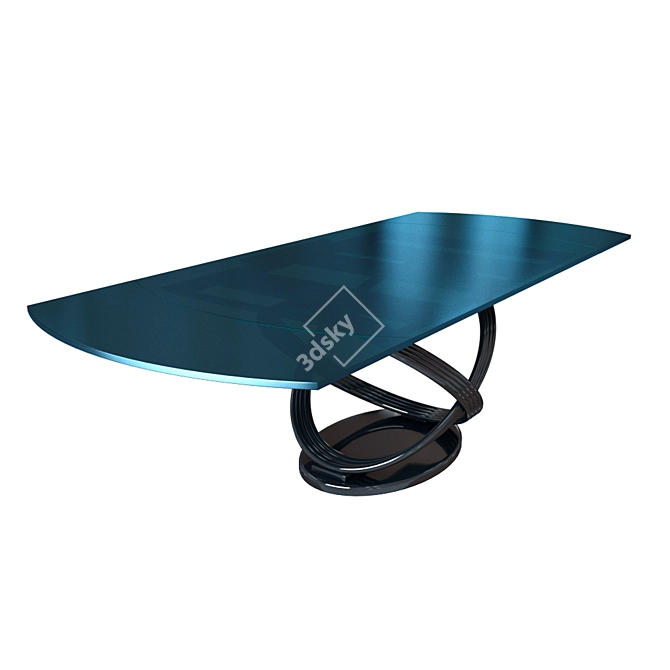 Modern Fusion Table with Metal Base and Glass Top 3D model image 2