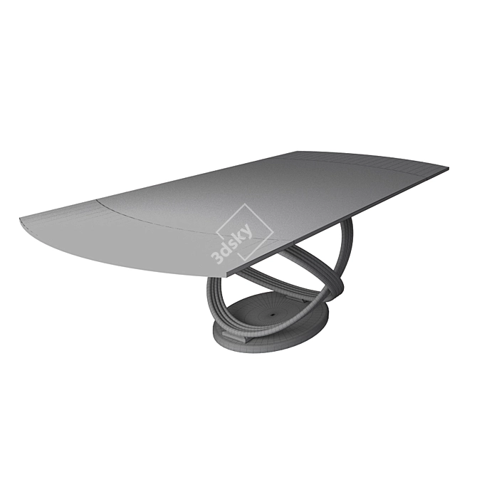 Modern Fusion Table with Metal Base and Glass Top 3D model image 3