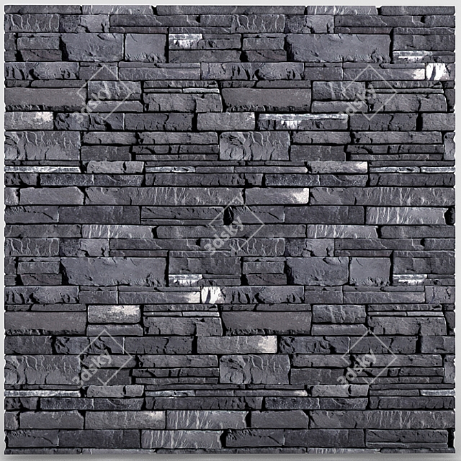 Rustic Stone Wall Panel 3D model image 1