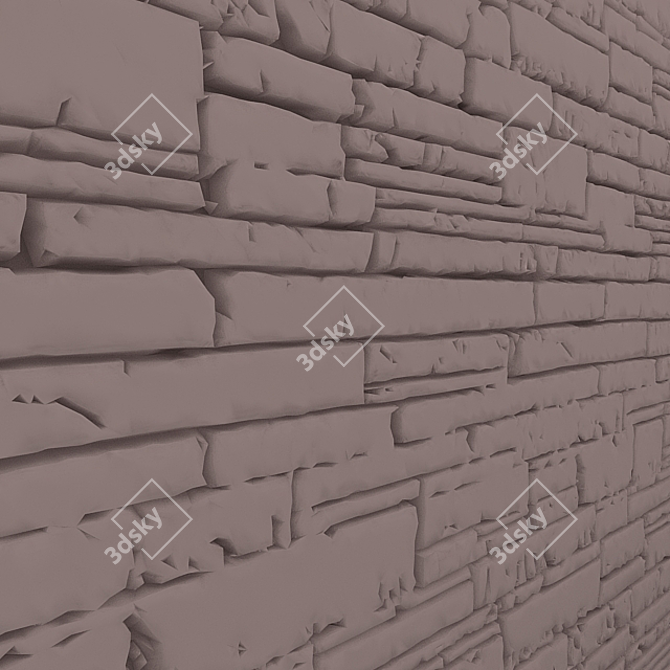 Rustic Stone Wall Panel 3D model image 3