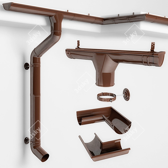 Versatile Gutter System - Easy to Edit 3D model image 1