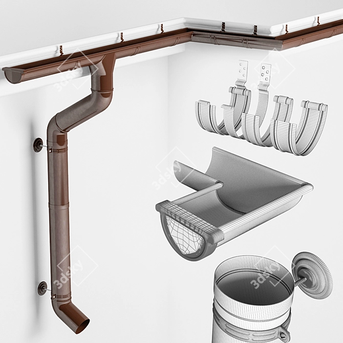 Versatile Gutter System - Easy to Edit 3D model image 3