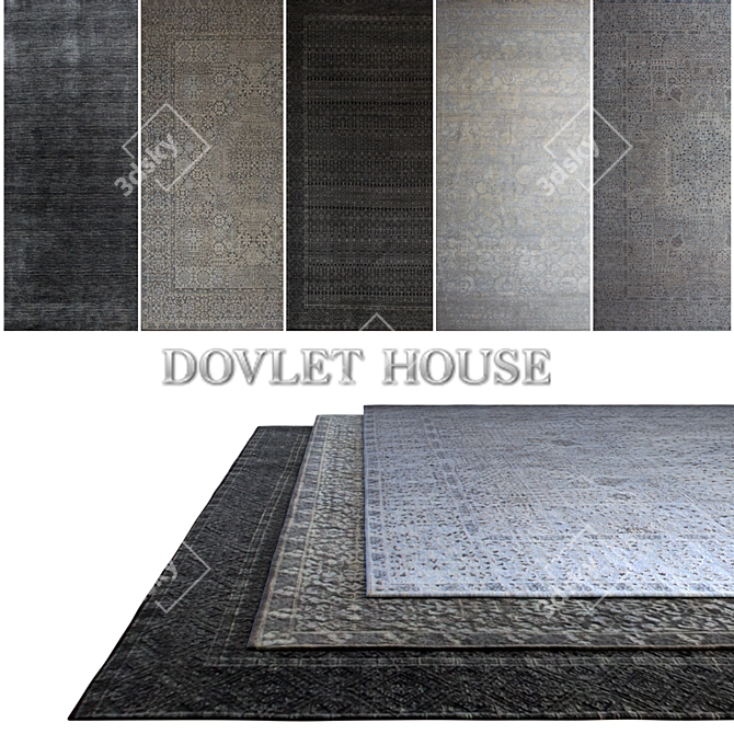 DOVLET HOUSE 5-Piece Carpets (Part 140) 3D model image 1