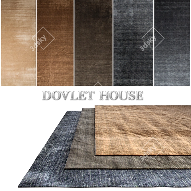DOVLET HOUSE Carpets Set - 5 Pieces (Part 141) 3D model image 1