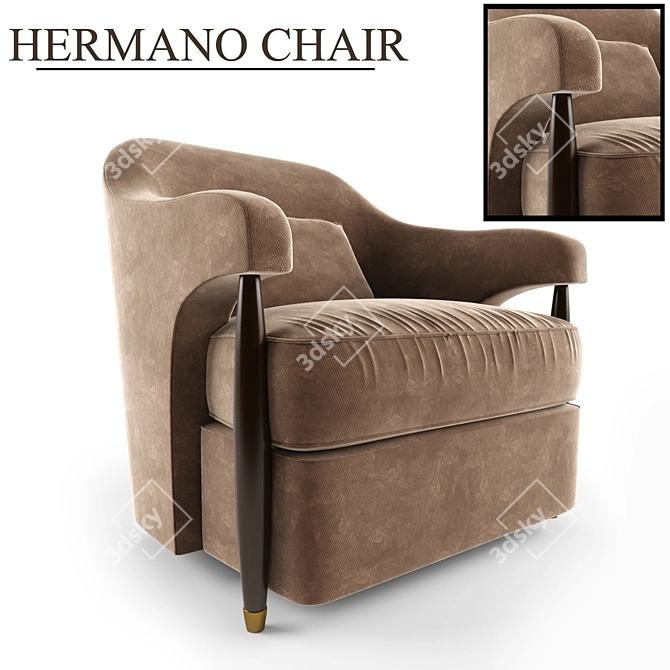 Hermano Walnut Chair: Comfortable Elegance with Maple Exposed Wood 3D model image 1