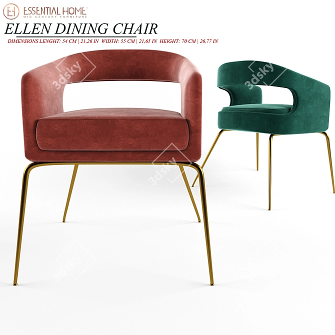 Luxurious Velvet Ellen Dining Chair 3D model image 1