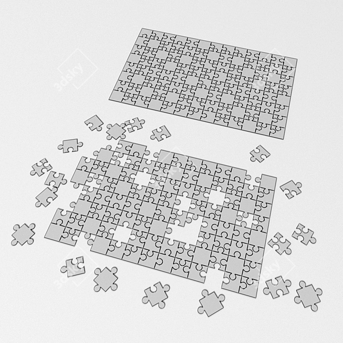 Versatile Textured Puzzle Trio 3D model image 2