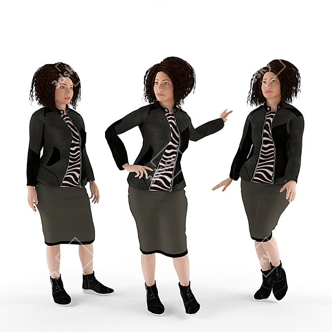 Curly-haired African Beauty 3D model image 1