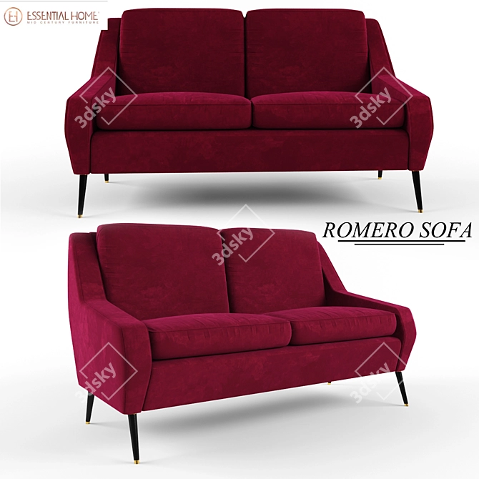 Elegant Velvet Reclining Sofa 3D model image 1