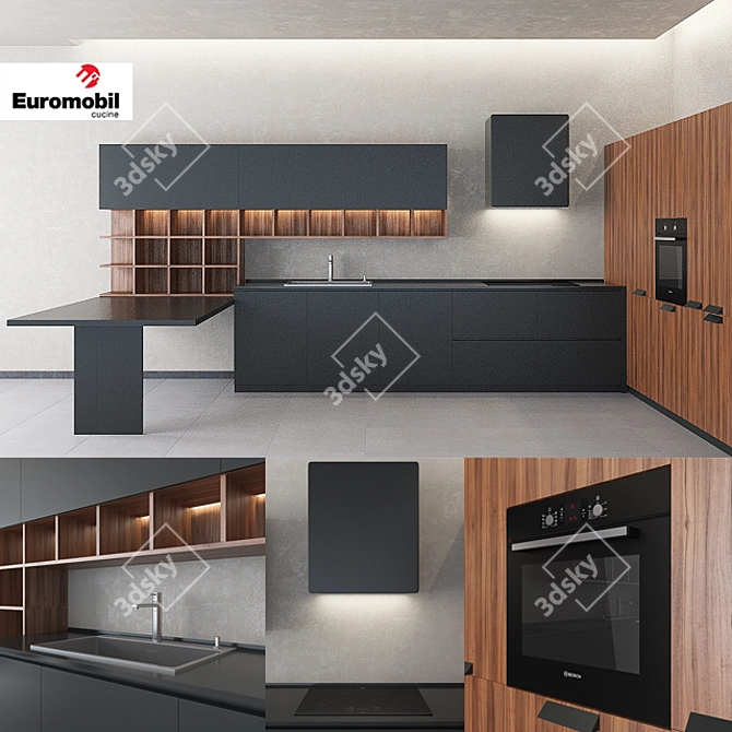 Euromobil Lain Kitchen: Sleek and Functional 3D model image 1