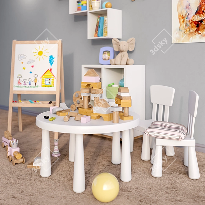 Modular IKEA Furniture Set: Accessories, Decor and Toys 3D model image 2