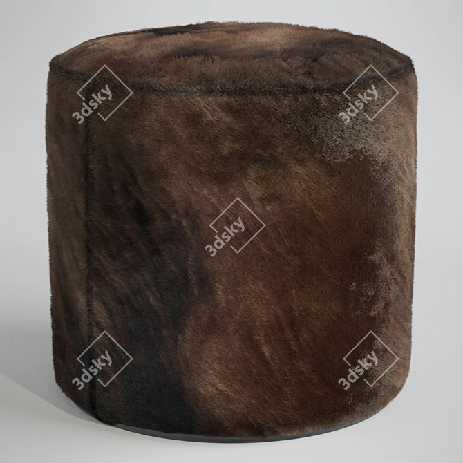 Fuzzy Faux Fur Pouf 3D model image 1