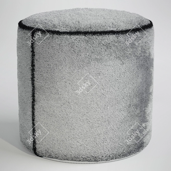 Fuzzy Faux Fur Pouf 3D model image 2