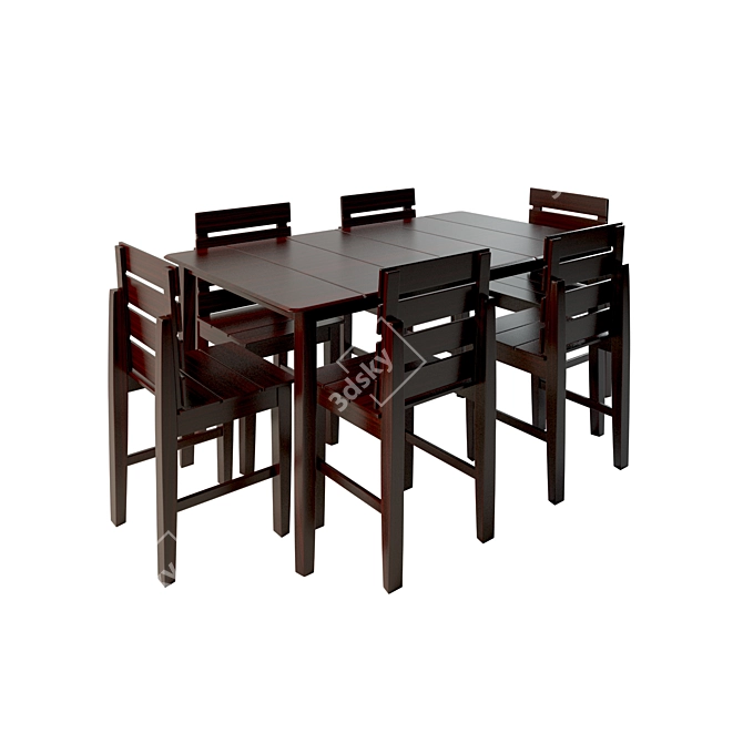 Elegant Six Seater Dining Table 3D model image 1