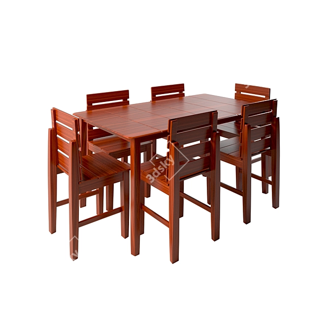 Elegant Six Seater Dining Table 3D model image 2