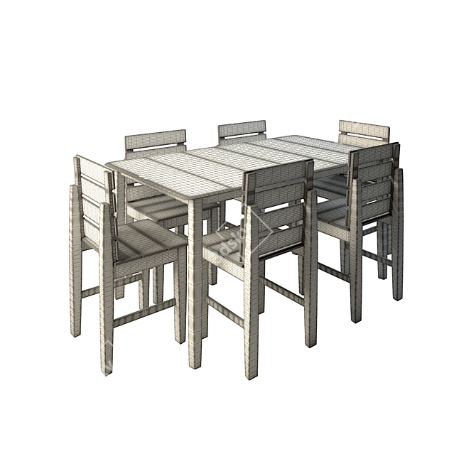 Elegant Six Seater Dining Table 3D model image 3