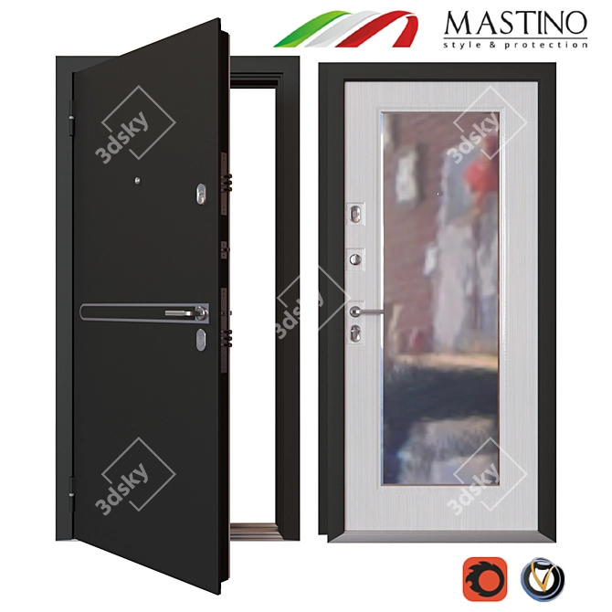 Elegant Entrance Metal Door - MASTINO PARKO 3D model image 1