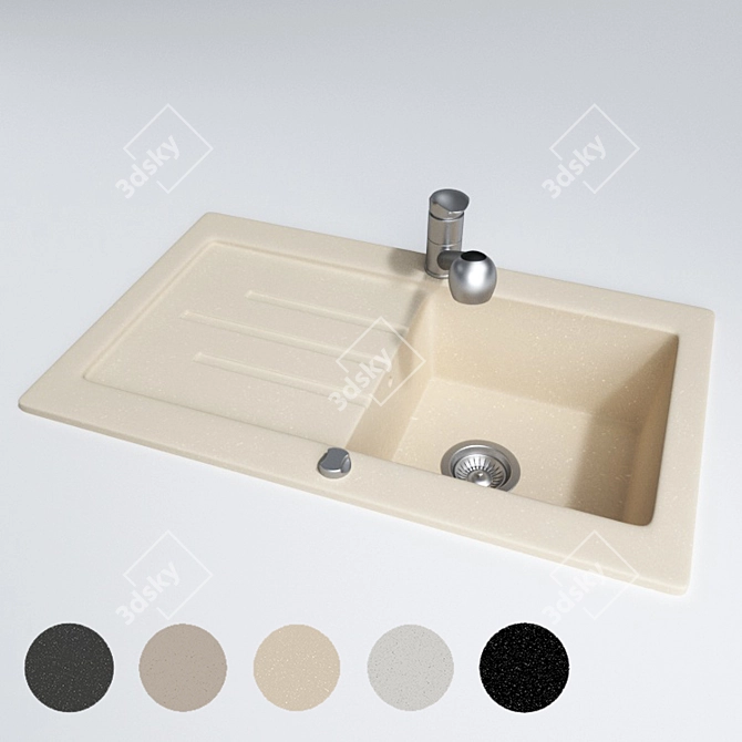 Versatile Granite Sink With Battery 3D model image 1