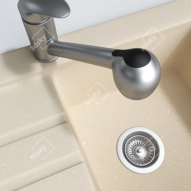 Versatile Granite Sink With Battery 3D model image 2