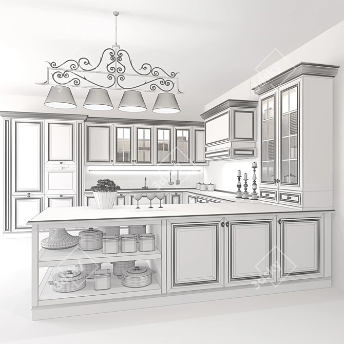 Italian Elegance: FM Bottega London Kitchen 3D model image 2