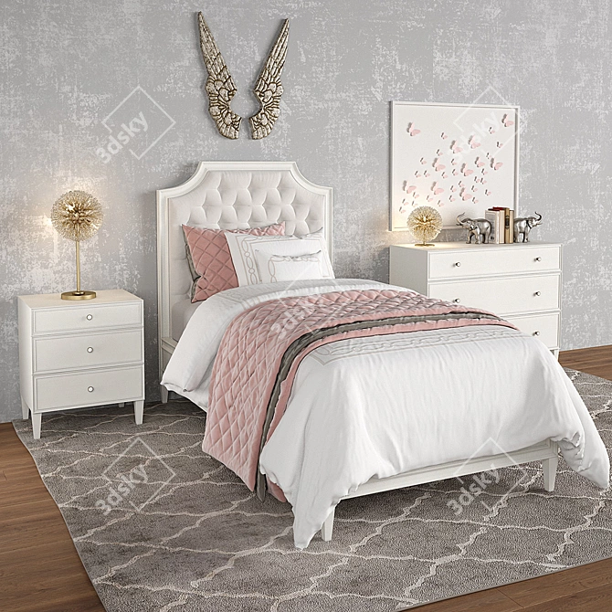 Alexandra Tufted Bed Set 3D model image 1