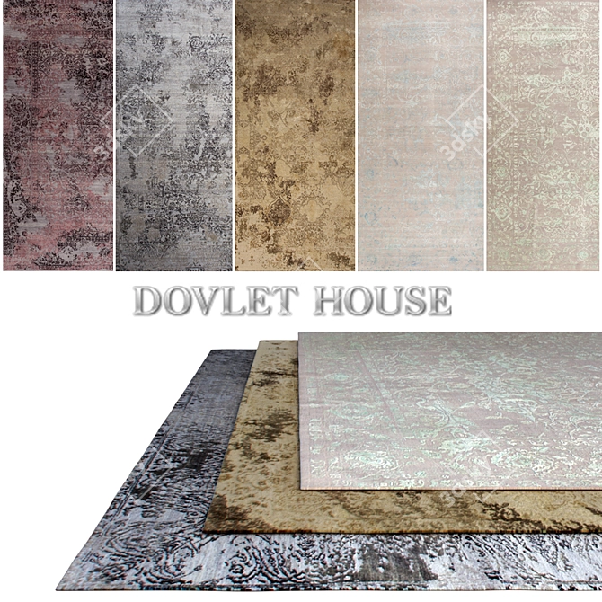 DOVLET HOUSE Carpets Set - 5 Pieces (Part 160) 3D model image 1