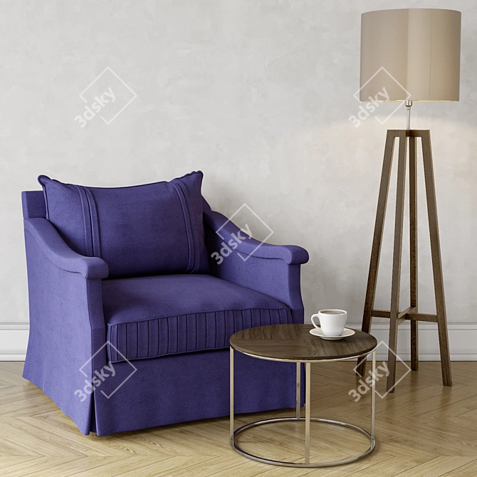 Title: Luxurious Vallone Lounge Chair 3D model image 2
