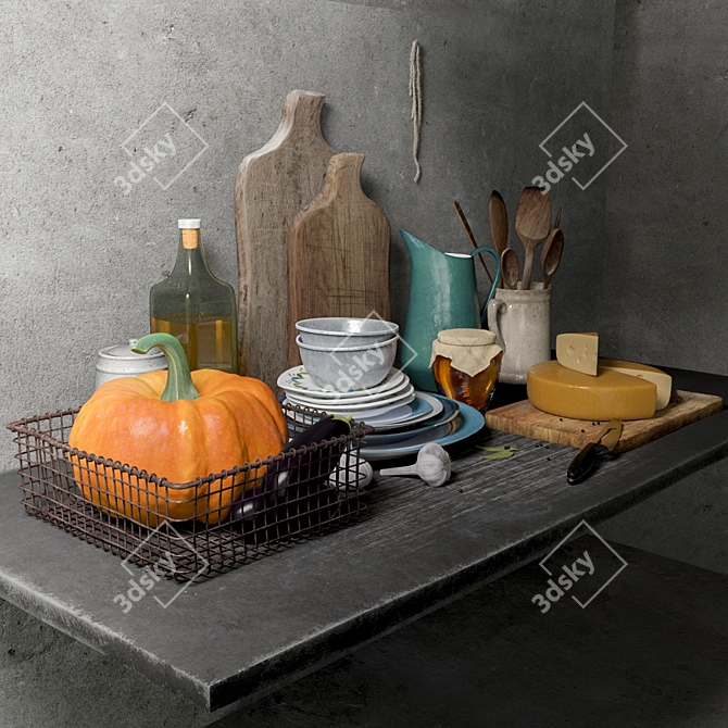 Kitchen Decor Set 3D model image 1