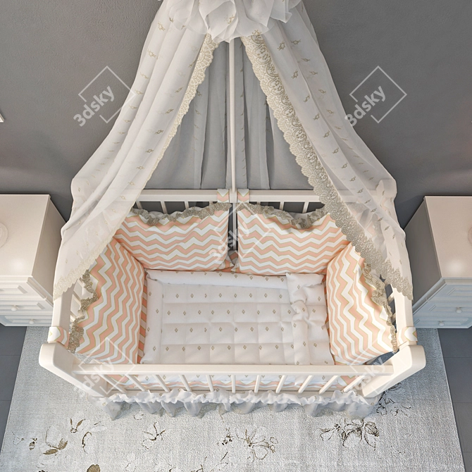 Charming Canopy Crib 3D model image 2