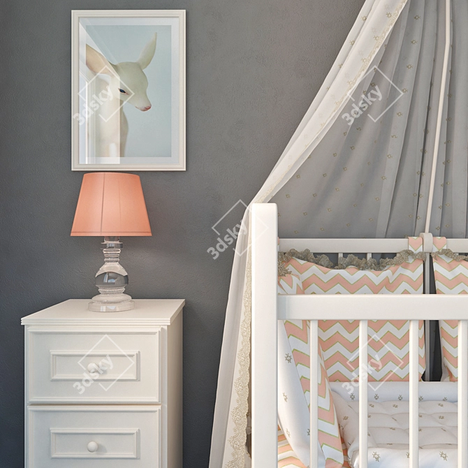 Charming Canopy Crib 3D model image 3