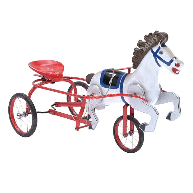 Title: Vintage Soviet Horse Pedal Toy 3D model image 1