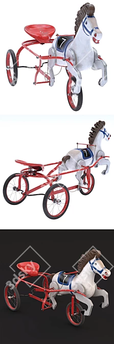 Title: Vintage Soviet Horse Pedal Toy 3D model image 2