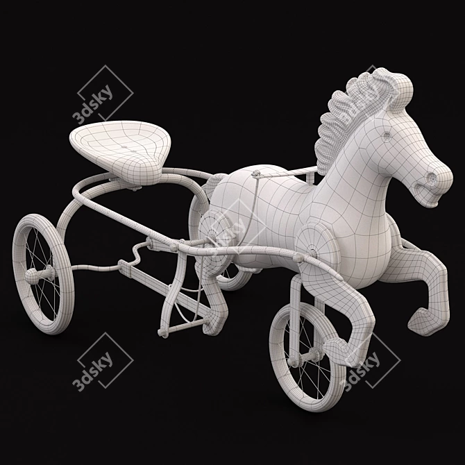 Title: Vintage Soviet Horse Pedal Toy 3D model image 3