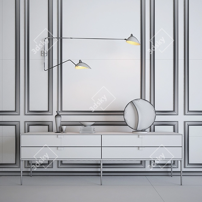 Serge Mouille Double Arm Wall Sconce 3D model image 3