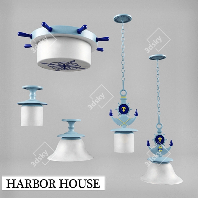 Mediterranean Chandelier Set: Creative Ship Wheel Design 3D model image 1