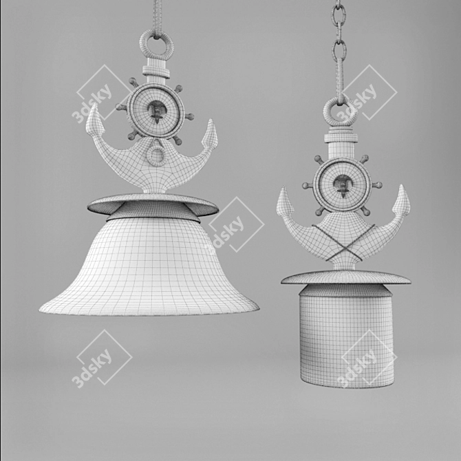 Mediterranean Chandelier Set: Creative Ship Wheel Design 3D model image 2